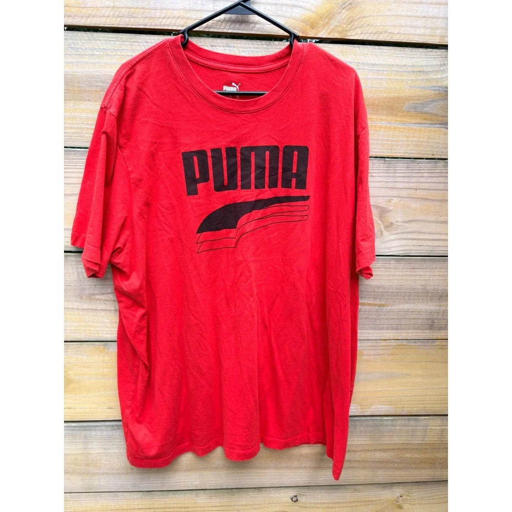 Puma Mens Graphic Logo T-Shirt Red Short Sleeve Crew Neck Size 3XL